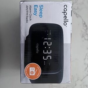 Capello Black Alarm Clock with AM/FM Radio